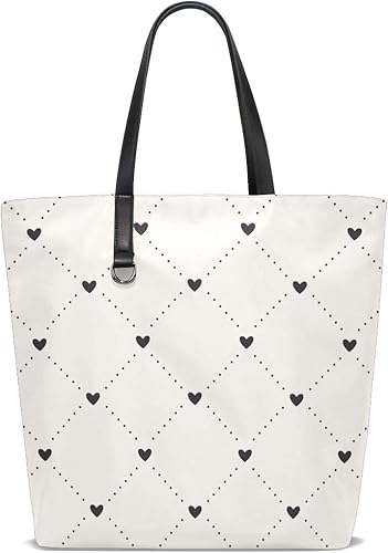 Amazon トートバッグ レデイース 手提げバッグ こころ 格子 ドット 大容量 軽量 通勤 通学 旅行 高校生 女の子 ファスナー 革 耐久性 人気 肩掛けバッグ Hdxan トートバッグ