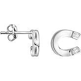 SOFIA MILANI - Solid 925 Sterling Silver Earrings for Women - with Zirconia Stones - Horseshoe Stud Earrings Silver - 20907