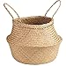 URFORESTIC Natural Woven Seagrass Tote Belly Basket for Storage, Laundry, Picnic, Plant Pot Cover, and Beach Bag (Large)
