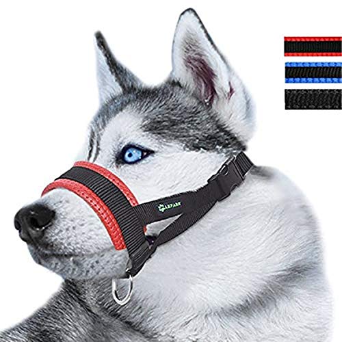Nylon Dog Muzzle for Small,Medium,Large Dogs Prevent from Biting,Barking and Chewing,Adjustable Loop(S/Red)