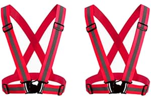 HYCOPROT Reflective Vest 2 Pack Safety Gear with High Visibility Adjustable Straps for Running, Jogging, Cycling, Walking