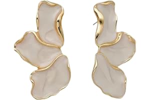 BIKE8 Irregular Petal Earrings for Women Statement Flower Earrings Colorful Thanksgiving Maple Leaf Earrings Trendy Chunky Floral Earrings Jewelry