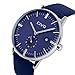 CIVO Men's Simple Genuine Leather Band Waterproof Wrist Watch Dress Luxury Business Casual Date Calendar (Blue)