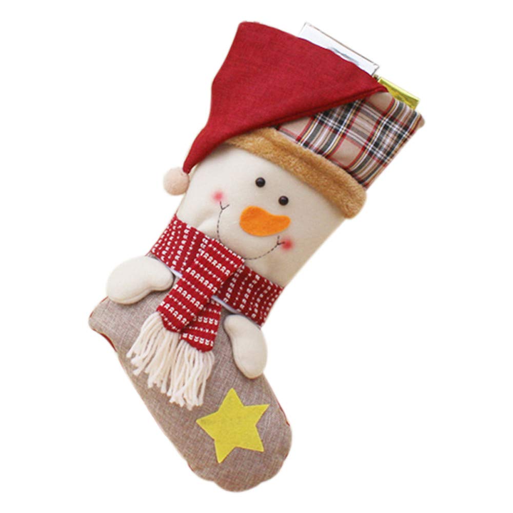 SUNTRADE 18 inch Christmas Stocking 3D Santa, Snowman, Reindeer, Big Stockings Home Party Decoration (E)