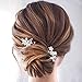 Catery Flower Bride Wedding Hair Pins Crystal Pearl Hair Set Jewelry Headpieces Bridal Decorative Hair Accessories for Women Pack of 2 (Rose Gold)