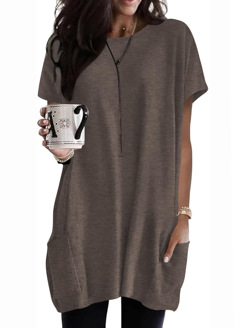 Spring Tops for Women Tunic Short Sleeve Shirts