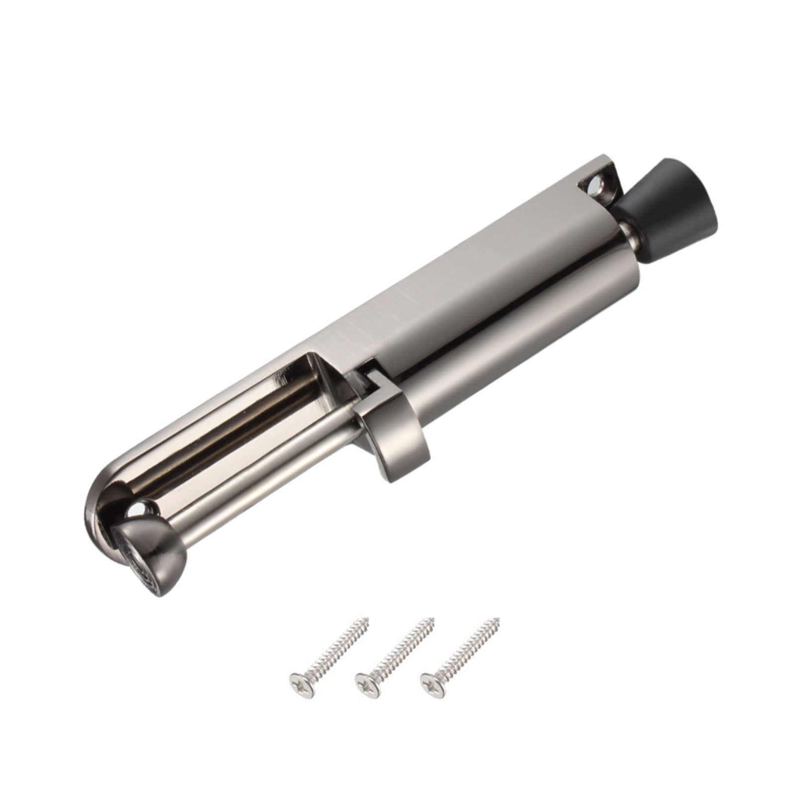 METALLIXITY Kickdown Door Stop (160mm/6.3") 1pcs, Zinc Alloy Easy Pedal Kick Down Door Stopper Rubber Tip with Screws - for Doors, Home Decoration, Black