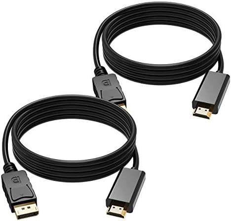 Cablor 2Pcs DP DisplayPort to HDMI Cable,1080P Full HD Video,Black Color 6ft
