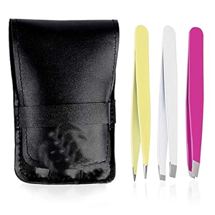 Shopwell 3pcs Stainless Steel Eyebrow Tweezers For Facial Ingrown