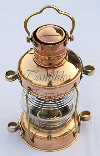 Tanishka Exports Nautical Anchor Oil Lamp Decorative Hanging Lamp Vintage Style Lantern Brass & Copper Lantern