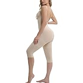 Suprenx Backless Shapewear Bodysuits for Women Tummy Control Plunge Low Back Full Body Shaper Butt Lifting Capri Leggings