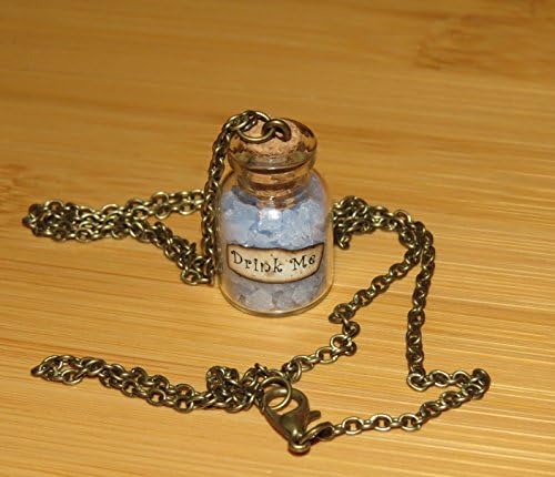 UniGlow's Drink Me Necklace. Fantasy Alice in Wonderland Wizard Fairy AQUA Glow in the Dark Necklace.