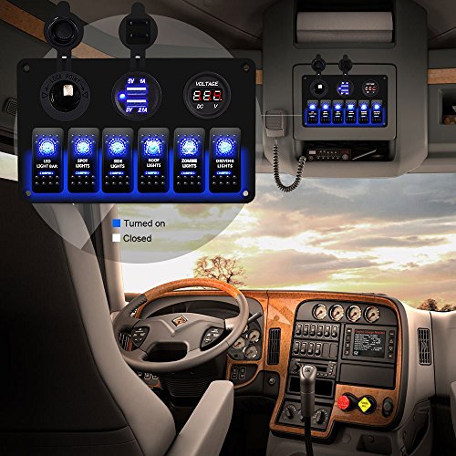 image for DCFlat 5 Pin 4 Gang/6 Gang Car Marine Boat Circuit RV LED Rocker Switc