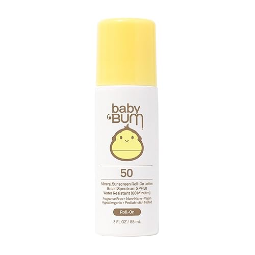 Sun Bum Baby Bum Mineral SPF 50 Roll-On Sunscreen - Vegan and Hawaii 104 Act Compliant (Without Octinoxate & Oxybenzone) - Broad Spectrum Moisturizing UVA/UVB - Travel Size - 3 oz