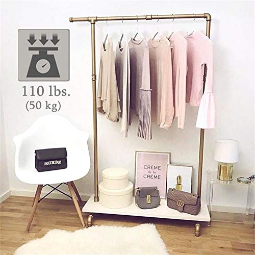 BOSURU Gold Pipe Clothing Rack Garment Rack with Shelves Retail Clothes