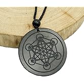 CHYIFSHIYM Shungite Metatron Pendant Necklace - Chakra Balance - Handcrafted Constellations Jewelry - Healing Crystal Protection Necklace - Energy Harmony