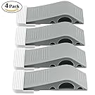 ELECOOL Door Stopper 4 Packs with Free Bonus Holders, Rubber Decorative Door Stop Wedge Fits Wood Carpet Tile Laminate Concrete Floor for House Bedroom Office Doors (Gray)