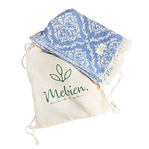 Mebien Renaissance Design pestamal bath pools spas beaches gyms saunas towel multi purpose throw to your couch sofa bed picnic for baby women man 100% cotton (Indigo Blue) - Thumbnail 4