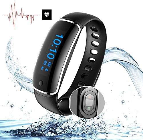 Smart Band , Heart Rate Blood Pressure Sleep Monitor ,Waterproof Pedometer Smart Watches，Fitness Tracker Bracelet GPS Watch, For Android iphones Bluetooth Health Wristband By Shining Ever (black) …