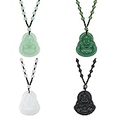 UNICRAFTALE 4Pcs 4 Colors Maitreya Buddha Pendant Necklaces Beaded Buddhist Necklaces for Men Women Laughing Buddha Guanyin Necklace Amulet Talisman Lucky Crystal Pendant Necklace