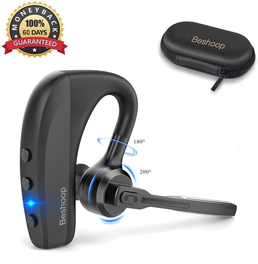 Bluetooth Headset V5.0, Beshoop Wireless Earpiece: Amazon.co.uk: Electronics