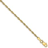 FB Jewels Solid 14K Yellow Gold 2.0mm Diamond-Cut Extra-Light Rope Chain
