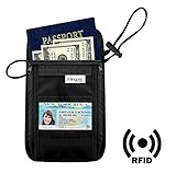 Travel Wallet Neck Pouch - RFID Passport Wallet - Hidden Travel Wallet - Neck Passport Holder - Durable Travel Passport Wallet - By Bingonia Travel Accessories - Black