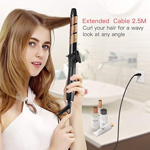 Curling Iron, MANLI 1 Inch Hair Curler with Tourmaline Ceramic Coating, Hair Curling Wand, 360°Swivel Cord, Auto Shut-Off, 4 Heat Setting for All Types of Hair (120°F to 440°F)