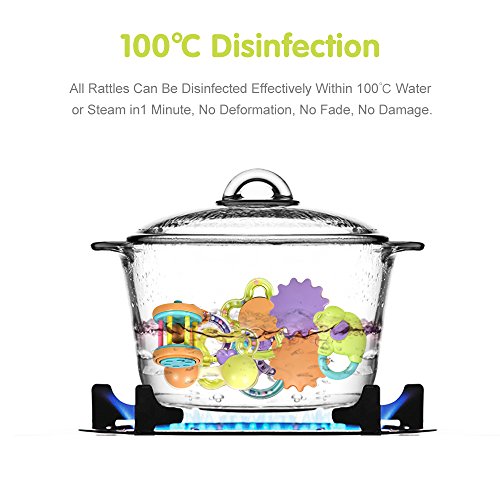 image for Tumama 10pcs Baby Rattles Sensory Teether, Spin Rattle ring, Ball shak