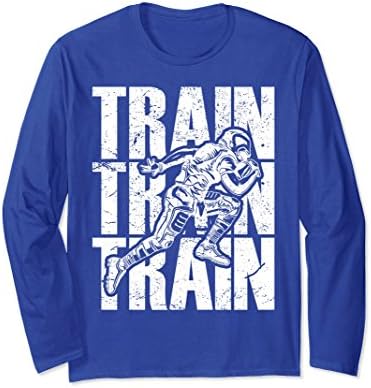 Unisex Train Train Train Football Motivational Long Sleeve T-Shirt 2XL Royal Blue