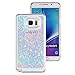 IKASEFU Cute Flowing Clear Liquid Floating Luxury Bling Glitter Sparkle Love Heart Hard Transparent Case Cover for Samsung Galaxy S6 Edge Plus(Heart,Blue)