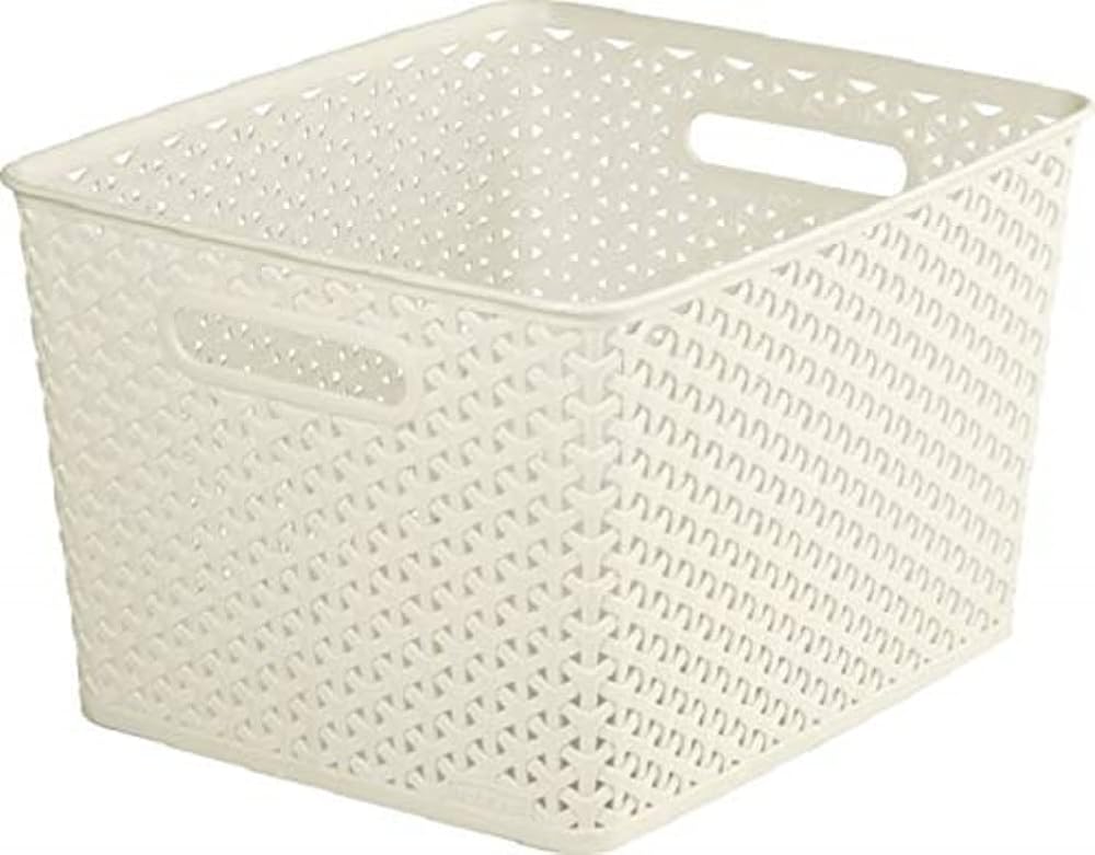 Curver My Style Rattan 18L White Storage Baskets Rectangular