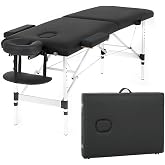 FDW Aluminium Massage Table Portable Massage Bed 24 inch Wide Lash Bed Height Adjustable Spa Bed with Non-Woven Bag for Spa Footmassage Facial CareSpa Tattoo