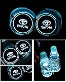 Bearfire Car Logo LED Cup Pad led cup coaster USB Charging Mat Luminescent Cup Pad LED Mat Interior Atmosphere Lamp Decoration Light (Toyota)