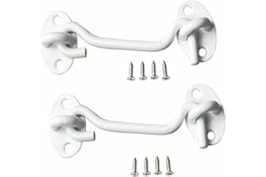M MIMHOOY 2 Pack Hook and Eye Latch for Door 3 inch White, Stainless Steel Barn Door Lock Solid Thicken Gate Latch for Door, Windows, Sheds, Fences, Gates