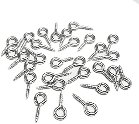 100 Pcs Rhodium Plated Screw Eyes Pin Rings Eye Bail Findings for Clay Jewelry Bead, 10 mm X 5mm Hoop