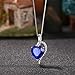 Devuggo Mabella 925 Sterling Silver Simulated Birth Month Blue Sapphire Heart Pendant Necklace, Gifts for Women