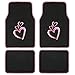 BDK 13 Piece Love Hearts Design Complete Set - 9 Piece Seat Covers and 4 Piece Carpet Mats - Premium Design
