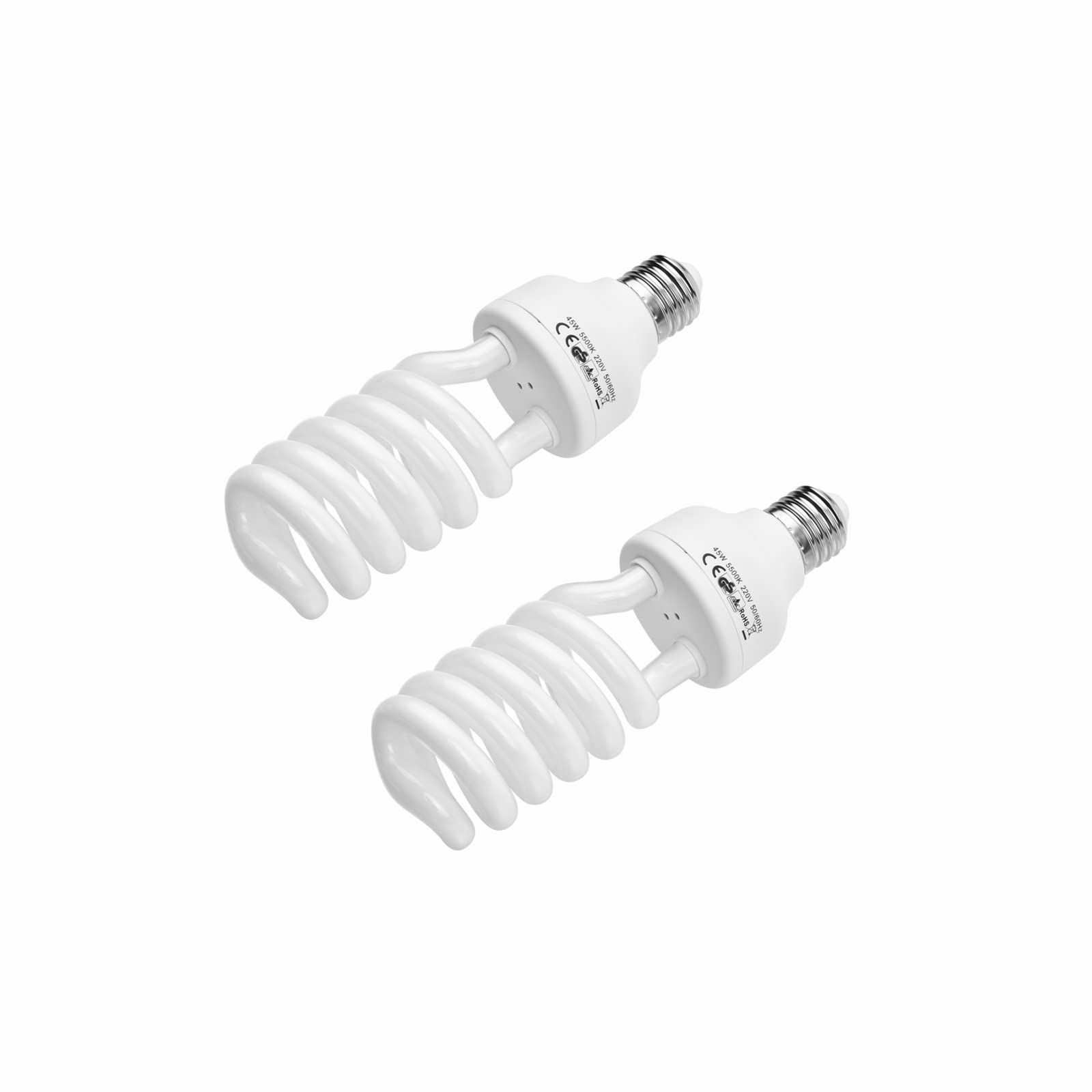 Andoer 2 x CFL Daylight White 45W 5500K, E27 Energy Saving Light Bulb Softbox Bulb for Soft Box Photography Photo Video Studio Lighting