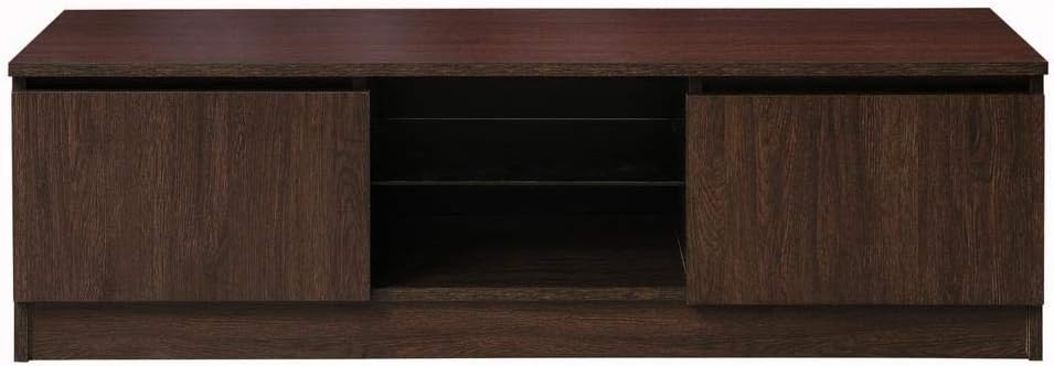 Timber Art Design Modern TV Unit 120cm Media Cabinet 2 Doors + Glass Shelf Wenge
