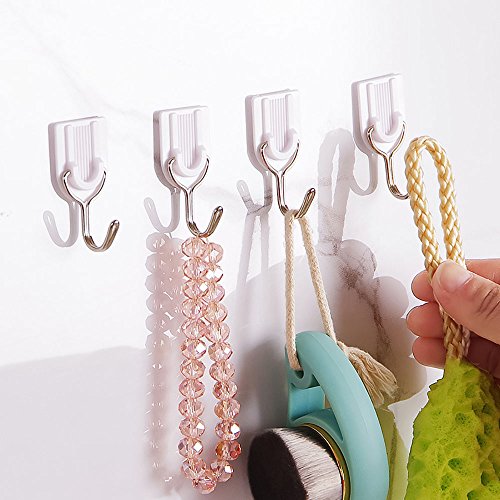 Ya Jin Adhesive Hook Utility ABS Traceless Hook for Wall Door Bathroom Kitchen, Pack of 12 pcs