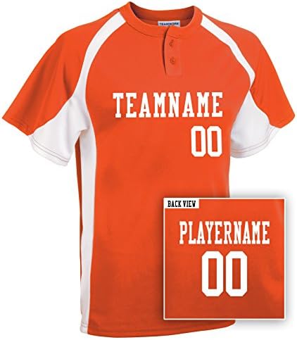 Adult Custom Baseball 2-Button Jersey, Personalize w/ YOUR Names &amp; Numbers-XL