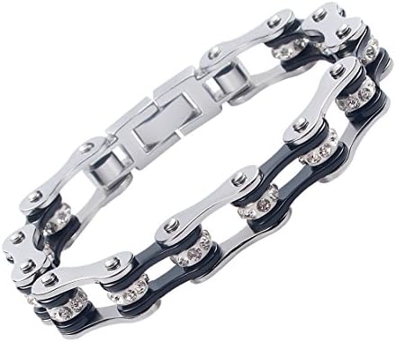 Unisex Coloful Titanium Steel Bike Chain Bracelet With Crystal Centers Chain Link (style8)