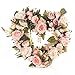 Adeeing Heart Shaped Wreath Valentines Day Wreath with Pink Rose Flowers Spring Wreaths for Front Door Valentine's Day Wedding Anniversary Decor
