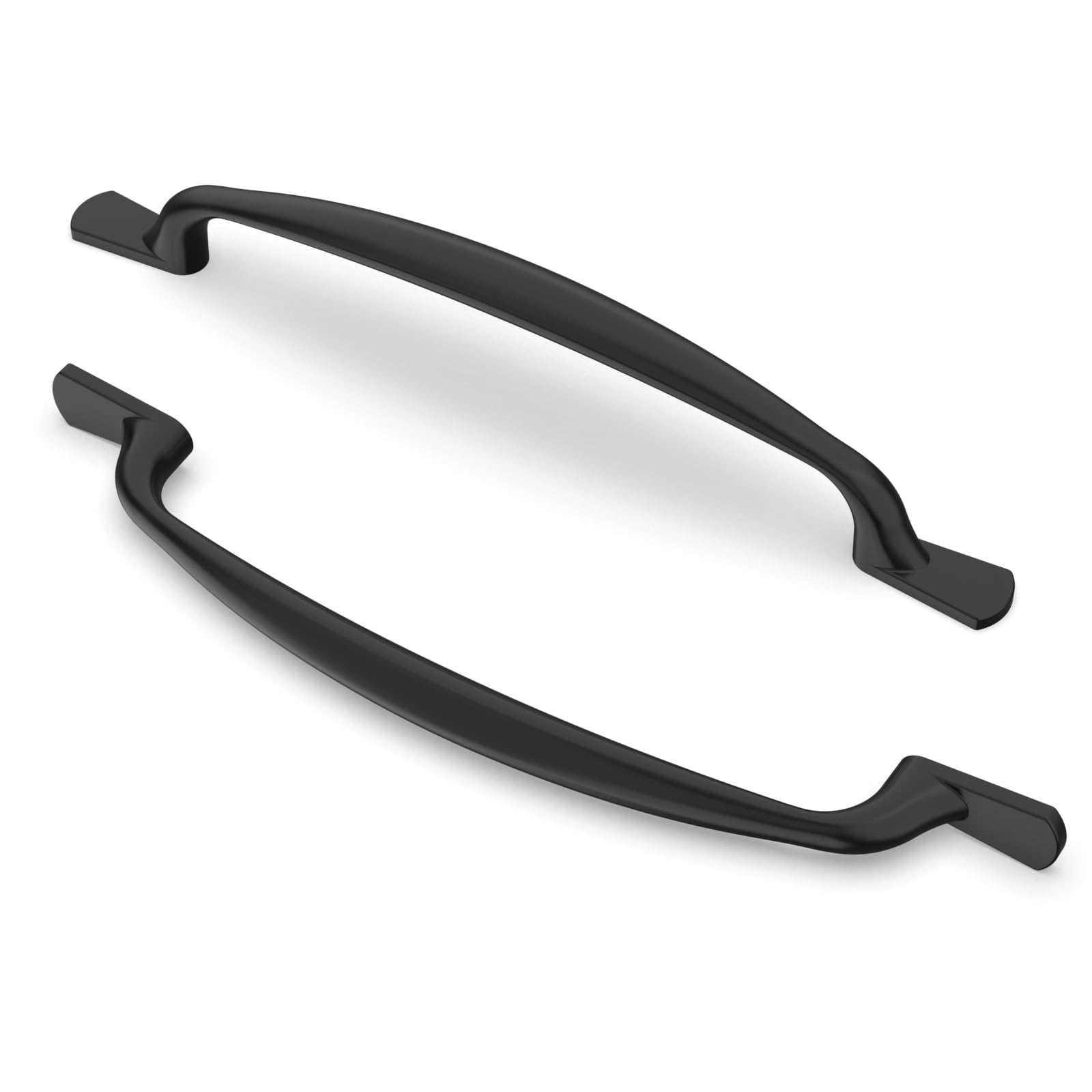 FURNIWARE Pack of 10 Cabinet Handles, 128mm (5 Inch) Hole Center Matt Black Pulls for Kitchen Door Hardware, Cabinet Door Handles