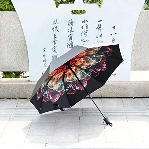 MuLuo Windproof Folding Umbrellas Women Girls Men UV Sunshade Rain Umbrella Black Glue Parasol Ultraviolet-Proof