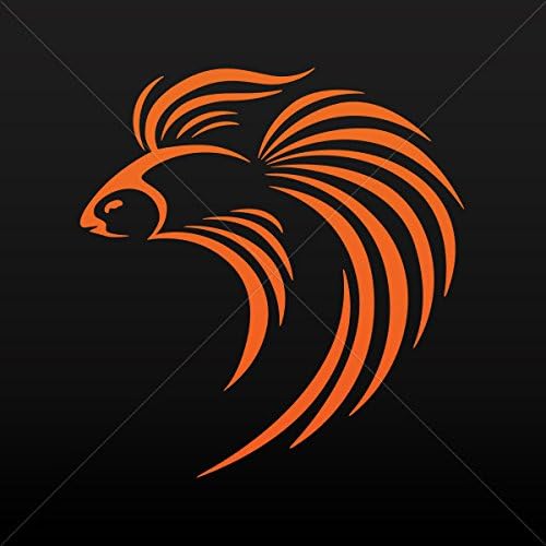 Fishes Various sizes Decal Stickers Betta Splendens Siamese Hobbies Motorbike Veh Orange (6 X 5.62 Inches)