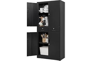 BESFUR Pantry Metal Storage Cabinet with 2 Drawers and Adjustable Shelves, Locking Storage Cabinet for Office, Garage, Home, School, Utility