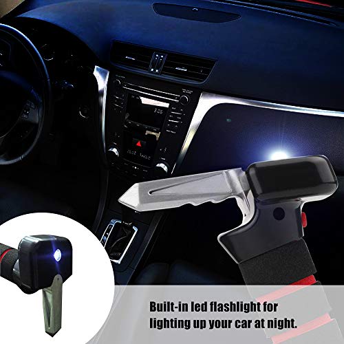 BREADEEP Car Assist Handle Cane, All-in-1 Grab Bar with Portable Safety Hammer, Built in LED Flashlight, Window Breaker and Seatbelt Cutter - Auto Standing Aid & Emergency Escape Tools
