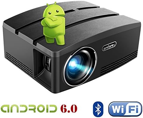 WiFi Bluetooth Projector(Warranty Included), ERISAN Android 6.0 Smart Video Beam, 2000 Lumens Portable Multimedia LED Proyector, Support 1080P for Outdoor Indoor Video Games APP Home Cinema
